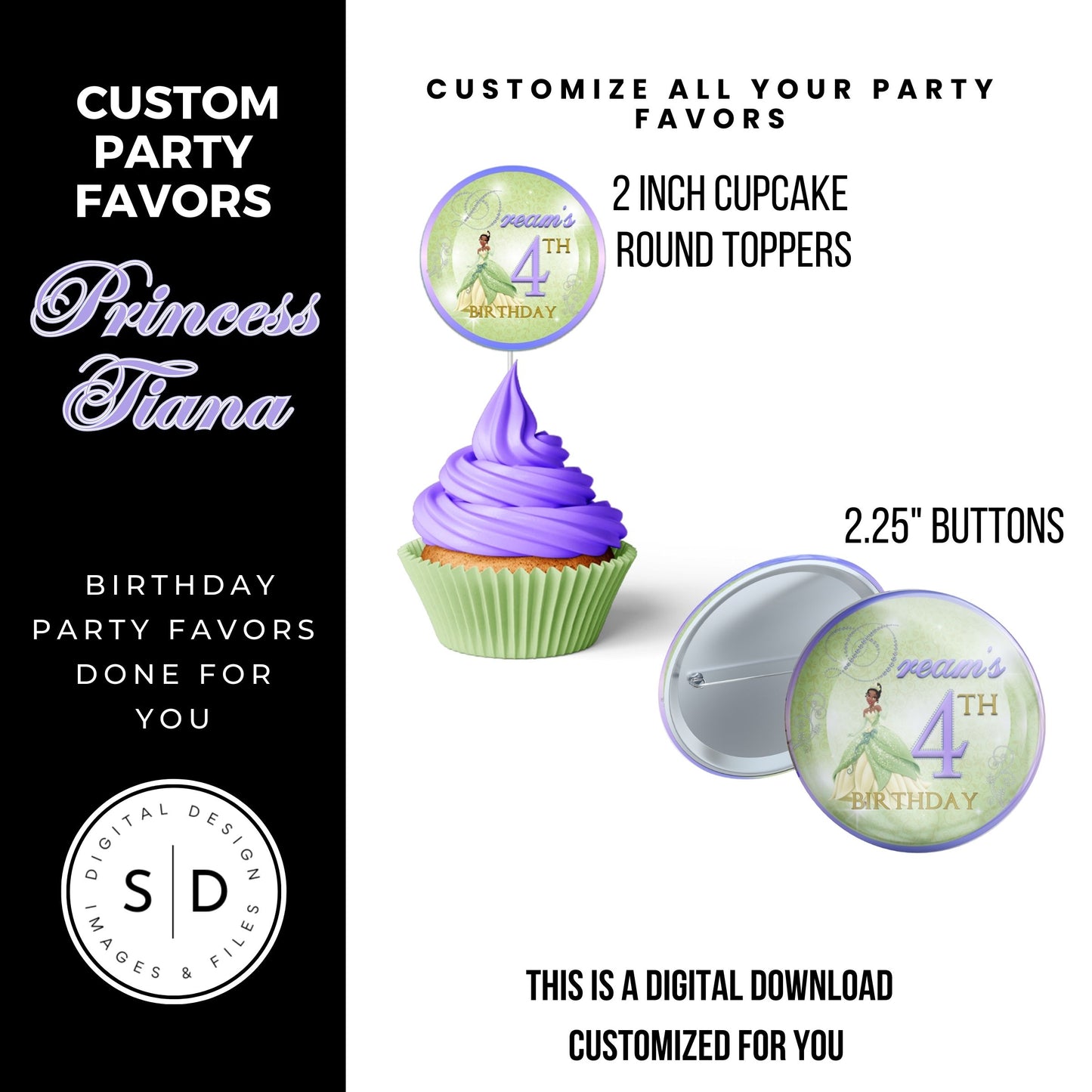 Princess Tiana Printable Favor Designs DFY