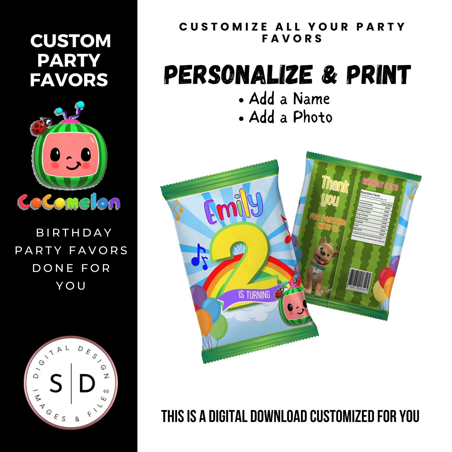 Rainbow Melon Birthday Party Favor Bundle DFY