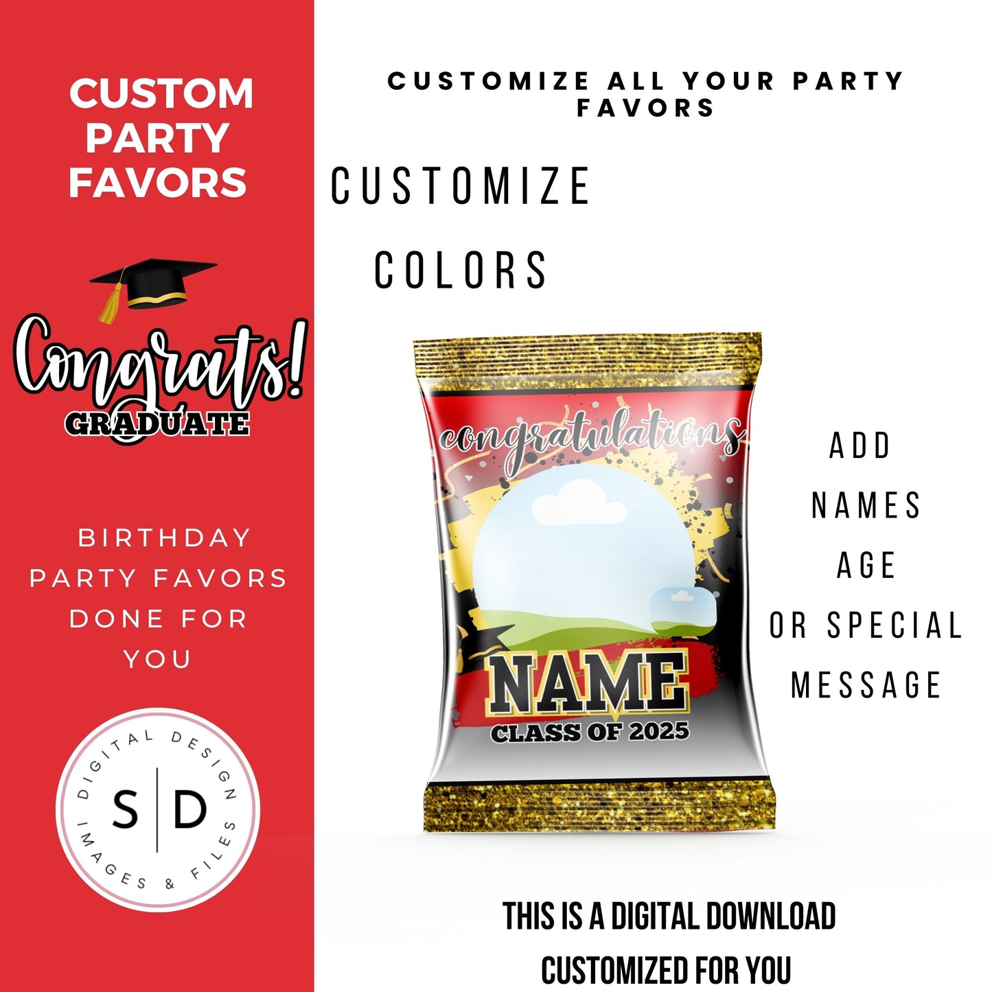 Class of 2025 Graduation Party Favor Canva Template Bundle ๐โจ