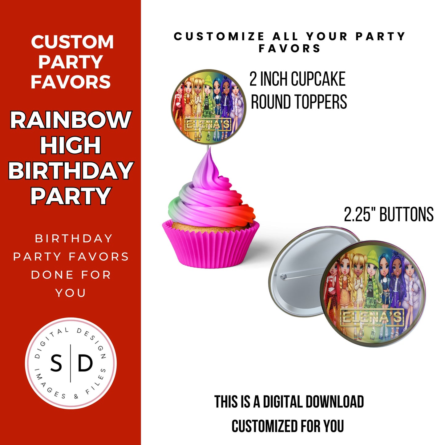 Rainbow High Birthday Party Favors DFY