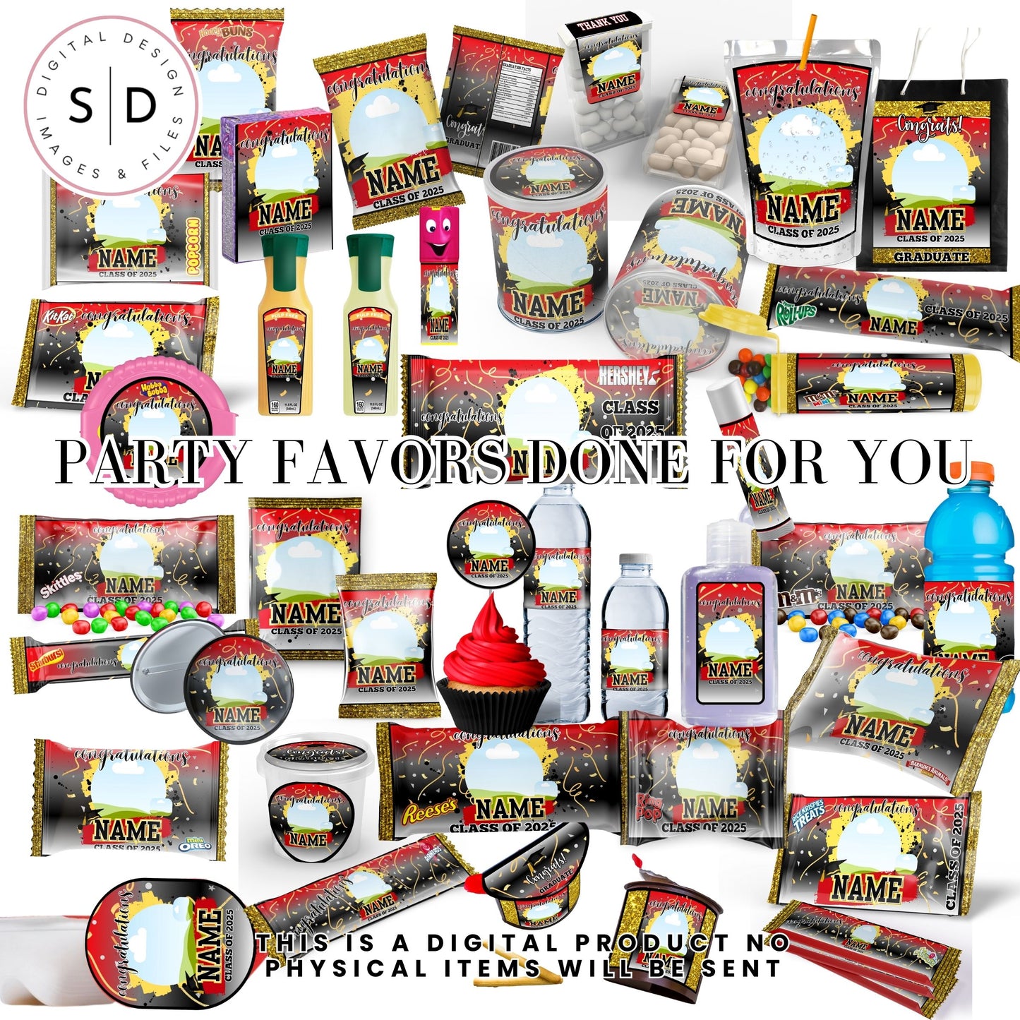 Class of 2025 Graduation Party Favor Canva Template Bundle ๐โจ