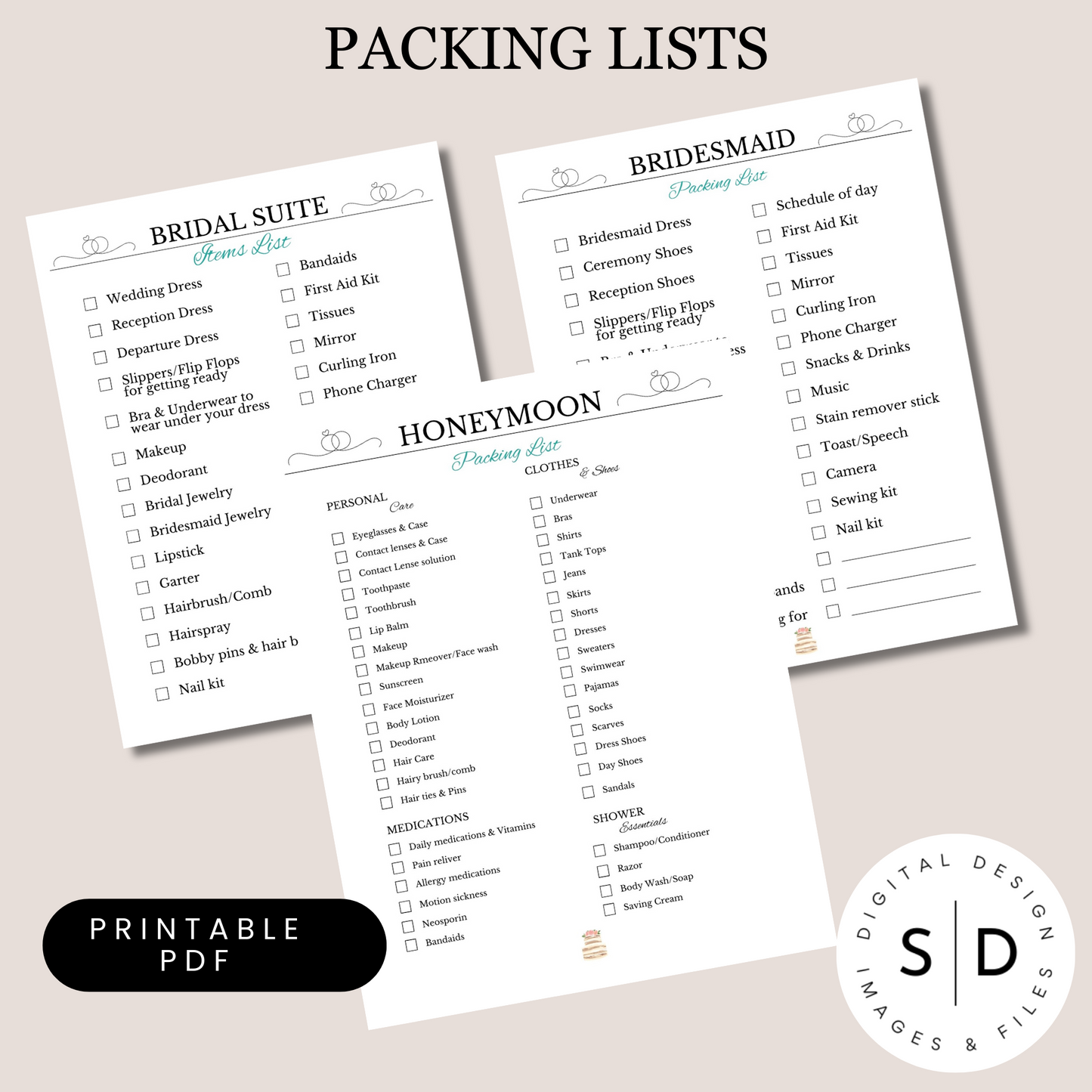 Wedding Planner Checklists Printable and Hyperlinked