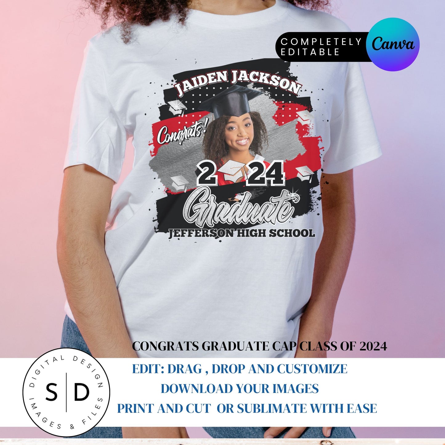 2024 Graduate Cap Canva Photo Frames Template
