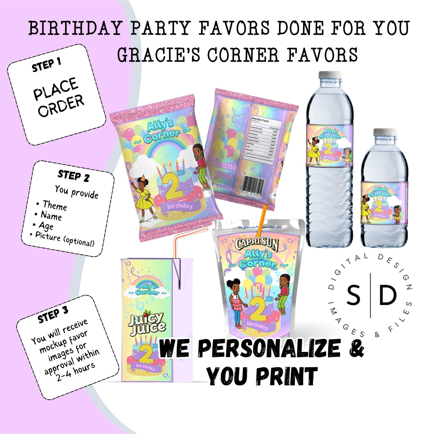 Gracie's Corner Birthday Party Favors DFY