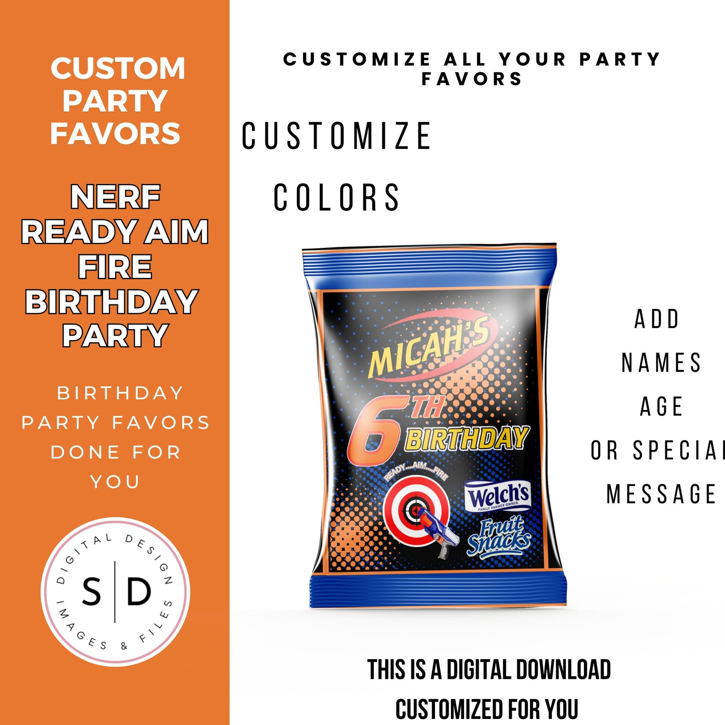 Nerf Ready Aim Fire Birthday Party Favors DFY