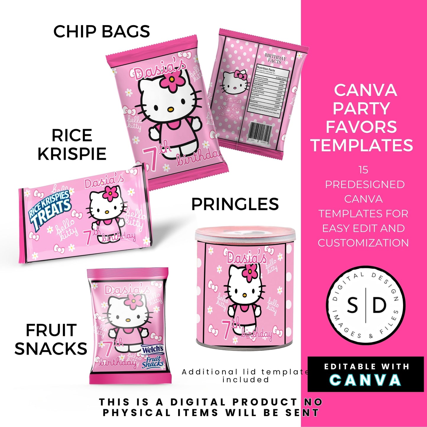 Kitty Birthday Party Favor Templates Bundle