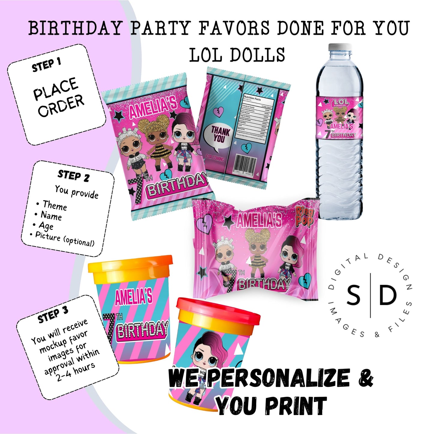 LOL Dolls Birthday Party Favors DFY