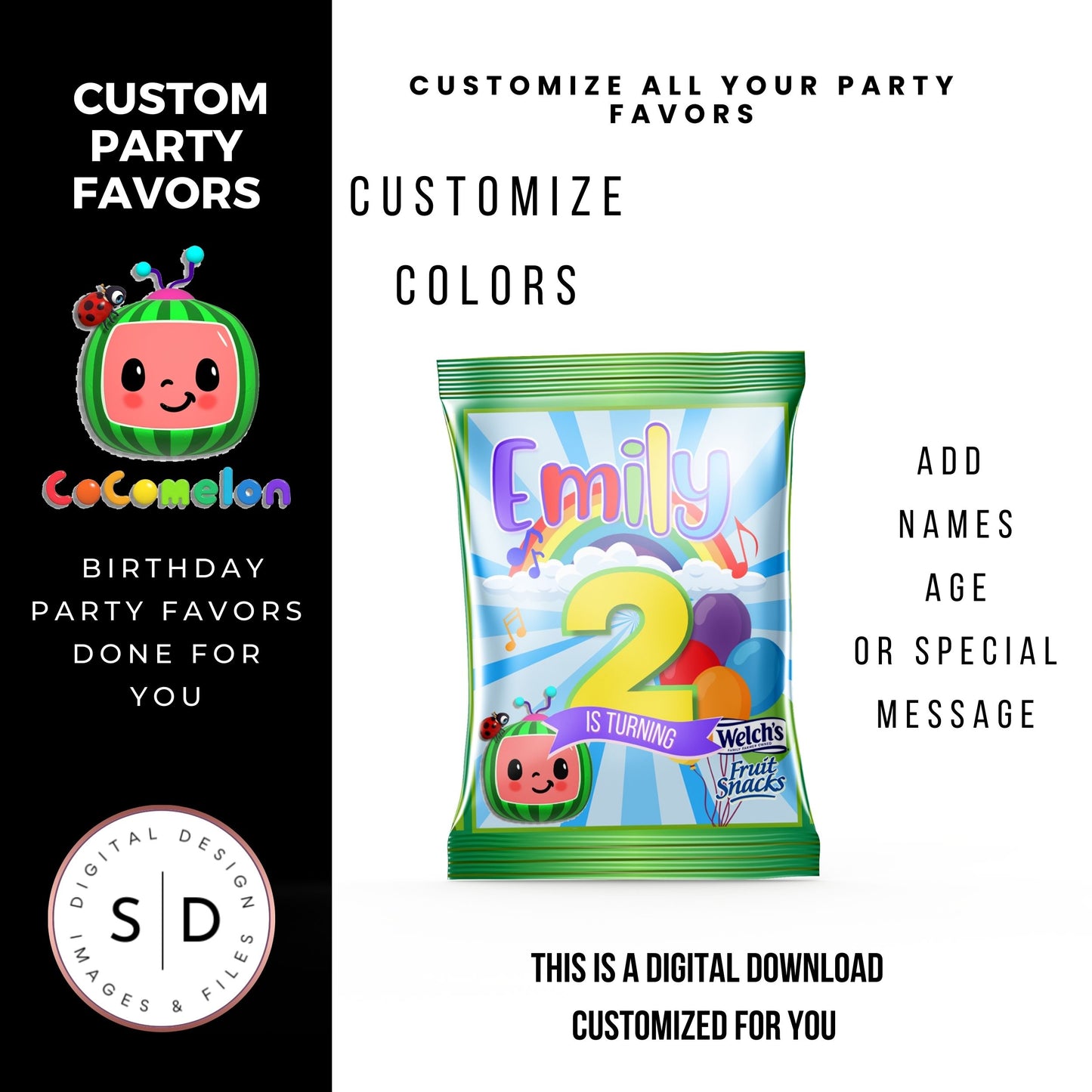 Rainbow Melon Birthday Party Favor Bundle DFY