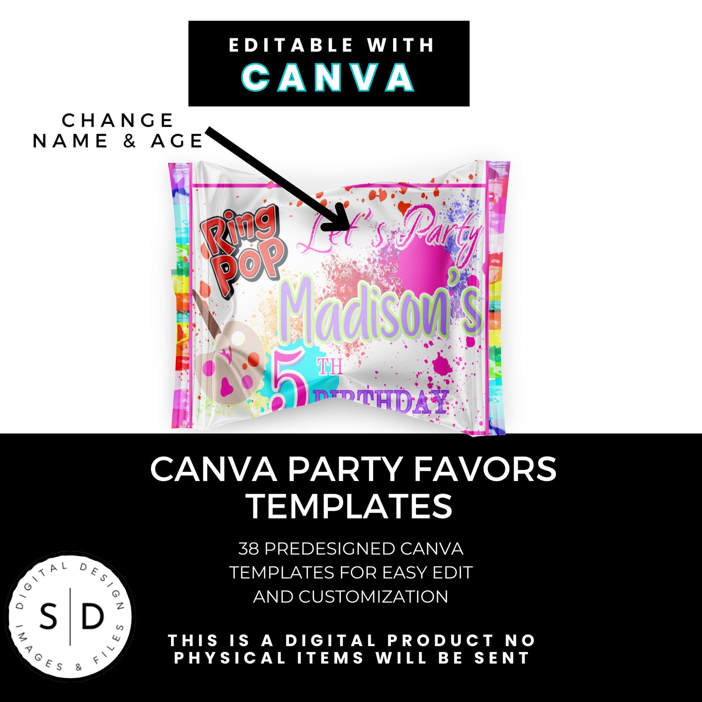 Let's Paint Birthday Party Favor Templates