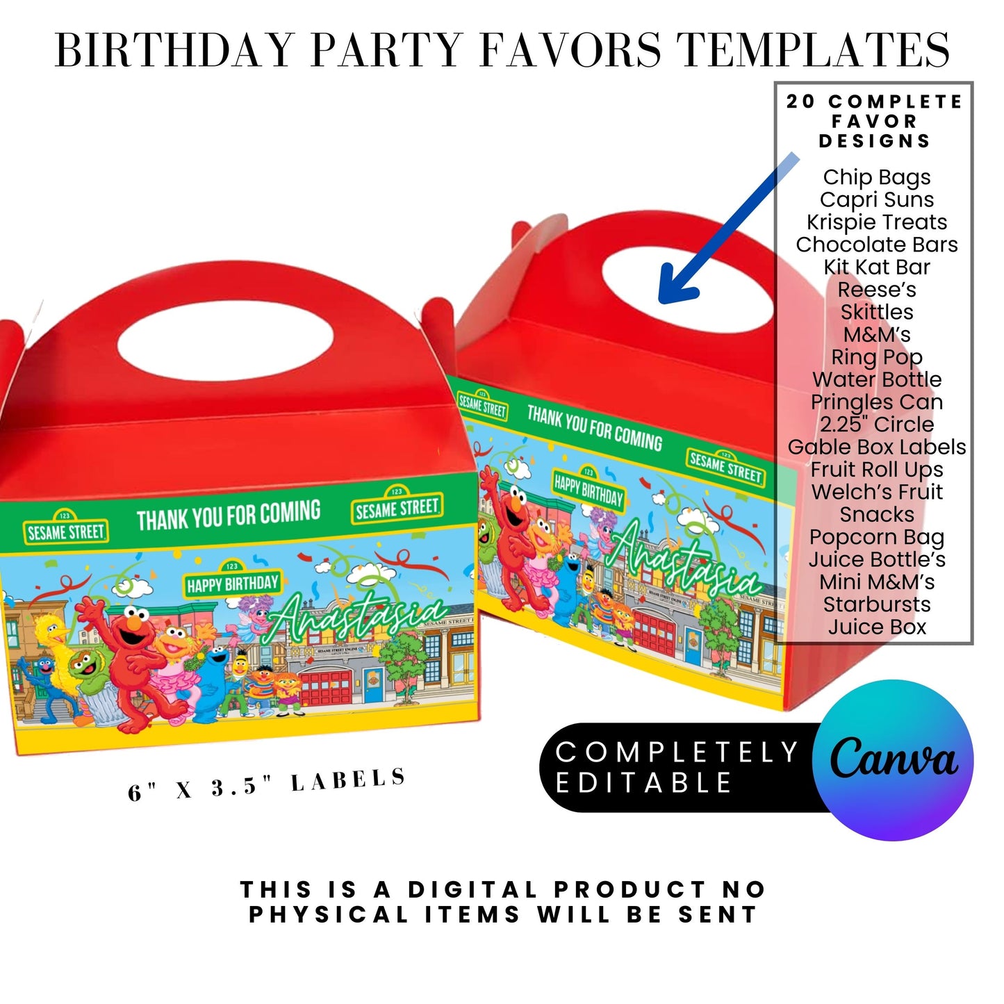 Sesame Street Birthday Party Favors Templates Bundle