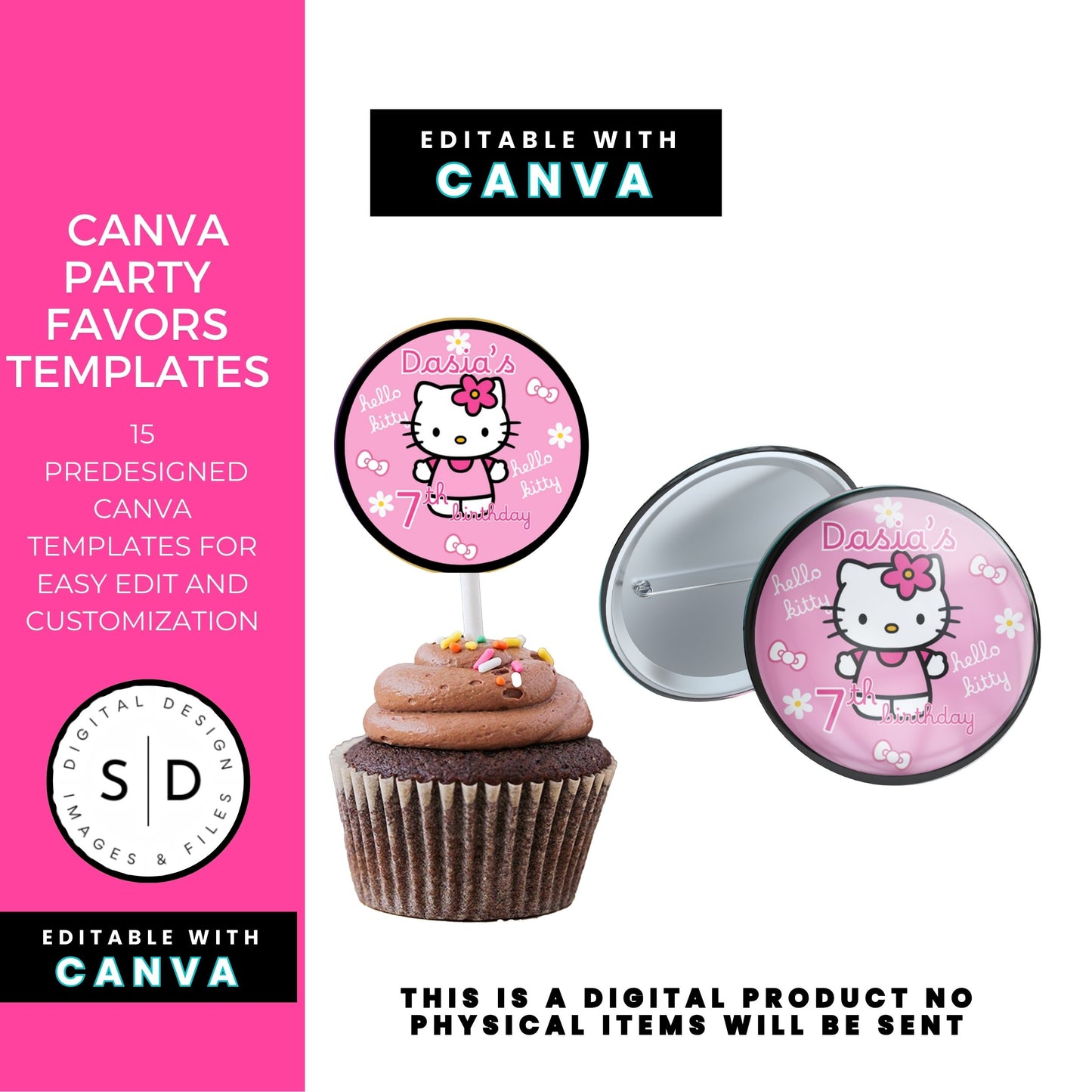 Kitty Birthday Party Favor Templates Bundle