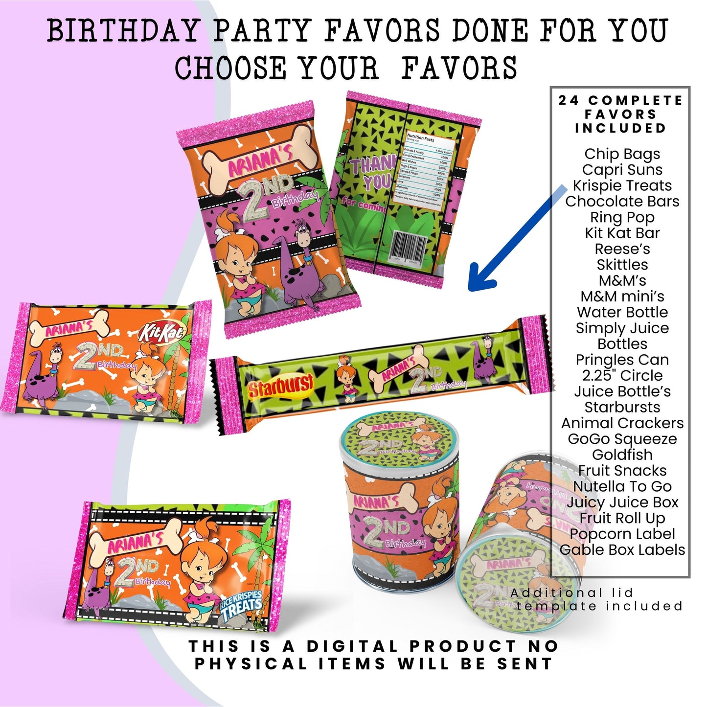 Pebbles & Dino Stone Age Birthday Party Favors DFY