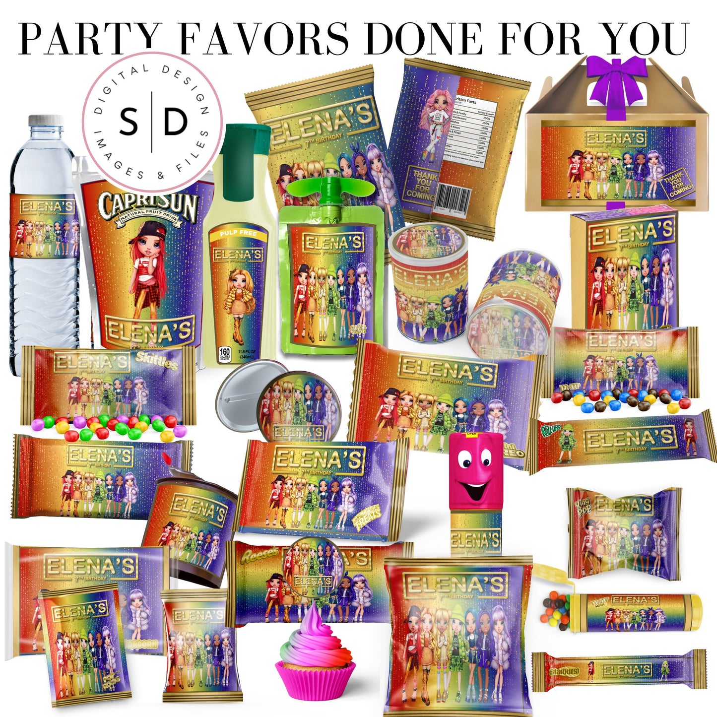 Rainbow High Birthday Party Favors DFY