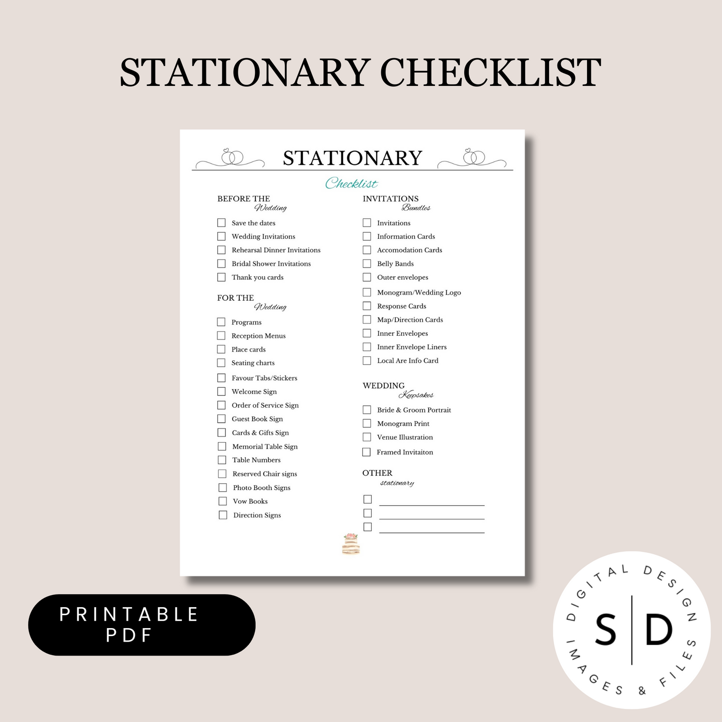 Wedding Planner Checklists Printable and Hyperlinked