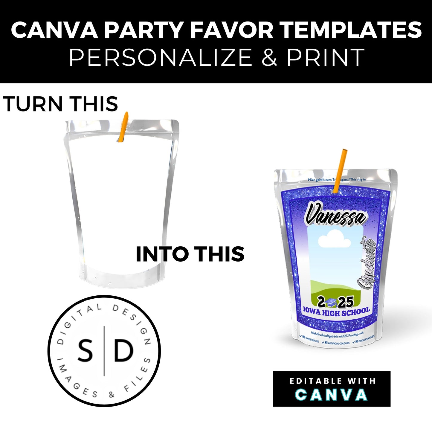 Congrats Class of 2025 – Blue & Silver Graduation Party Favor Bundle