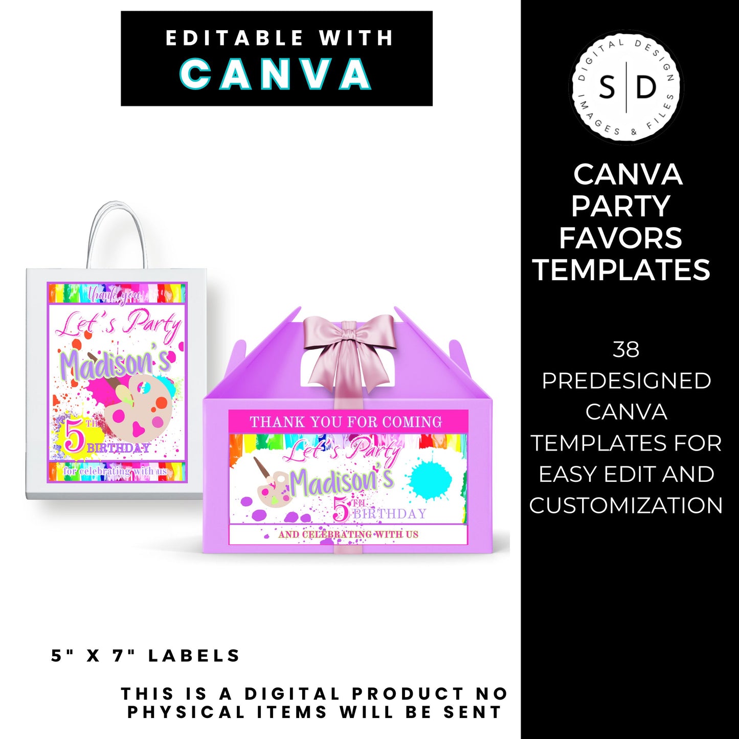 Let's Paint Birthday Party Favor Templates