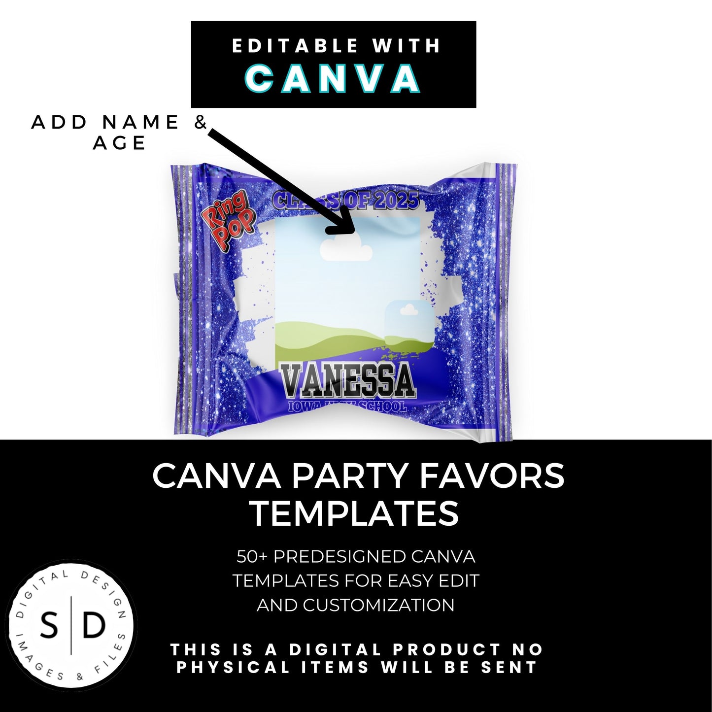 Congrats Class of 2025 – Blue & Silver Graduation Party Favor Bundle