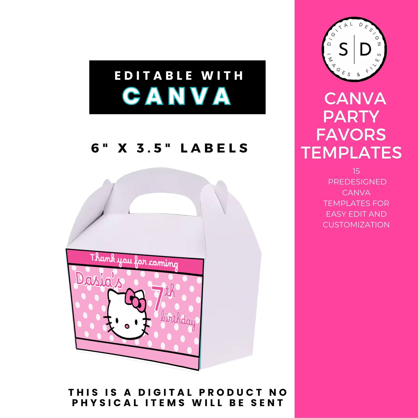 Kitty Birthday Party Favor Templates Bundle