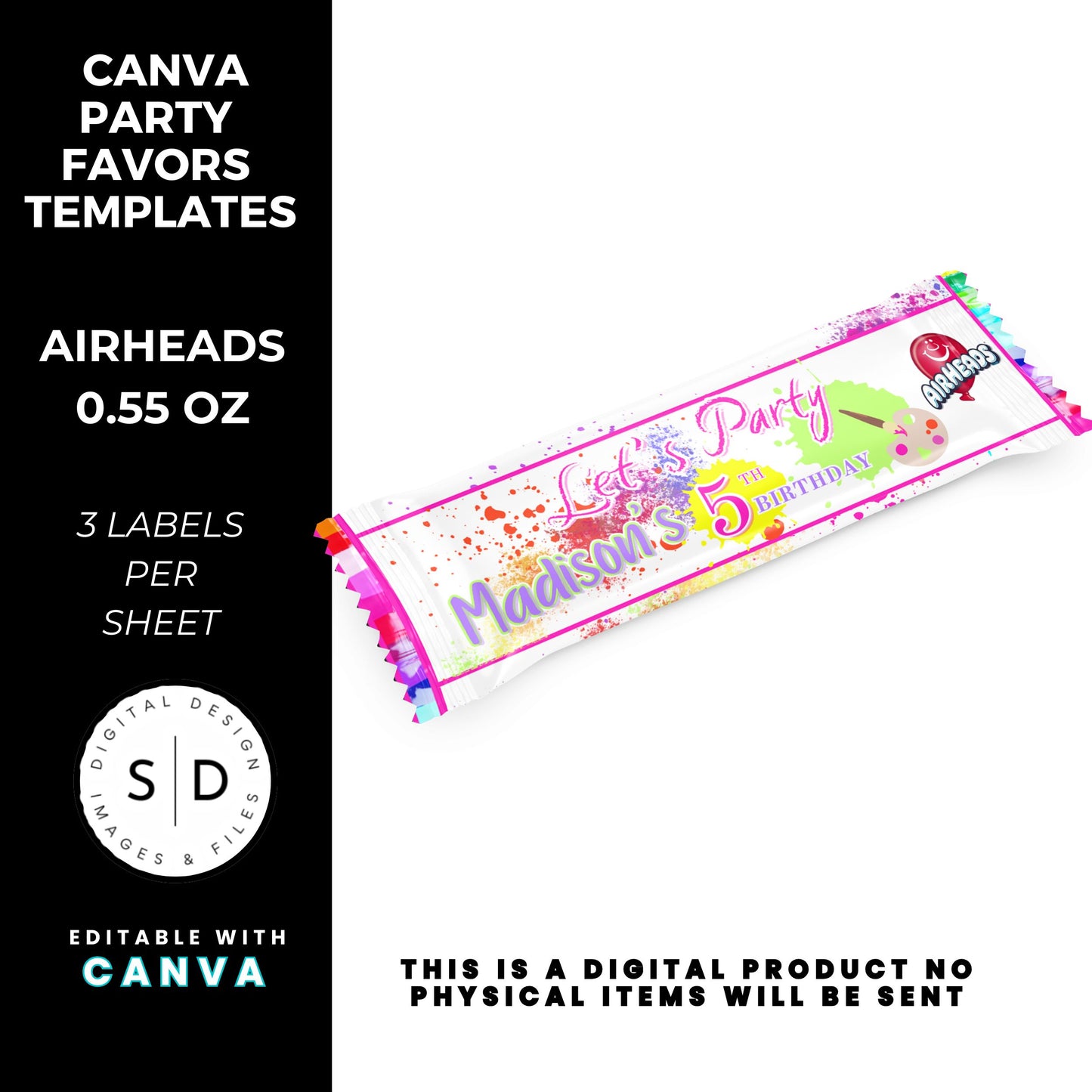 Let's Paint Birthday Party Favor Templates