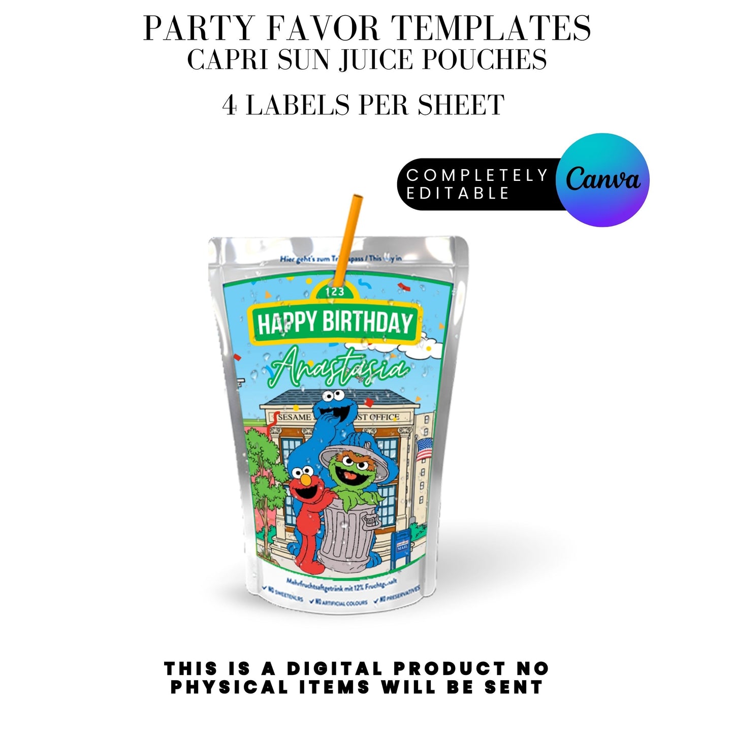 Sesame Street Birthday Party Favors Templates Bundle