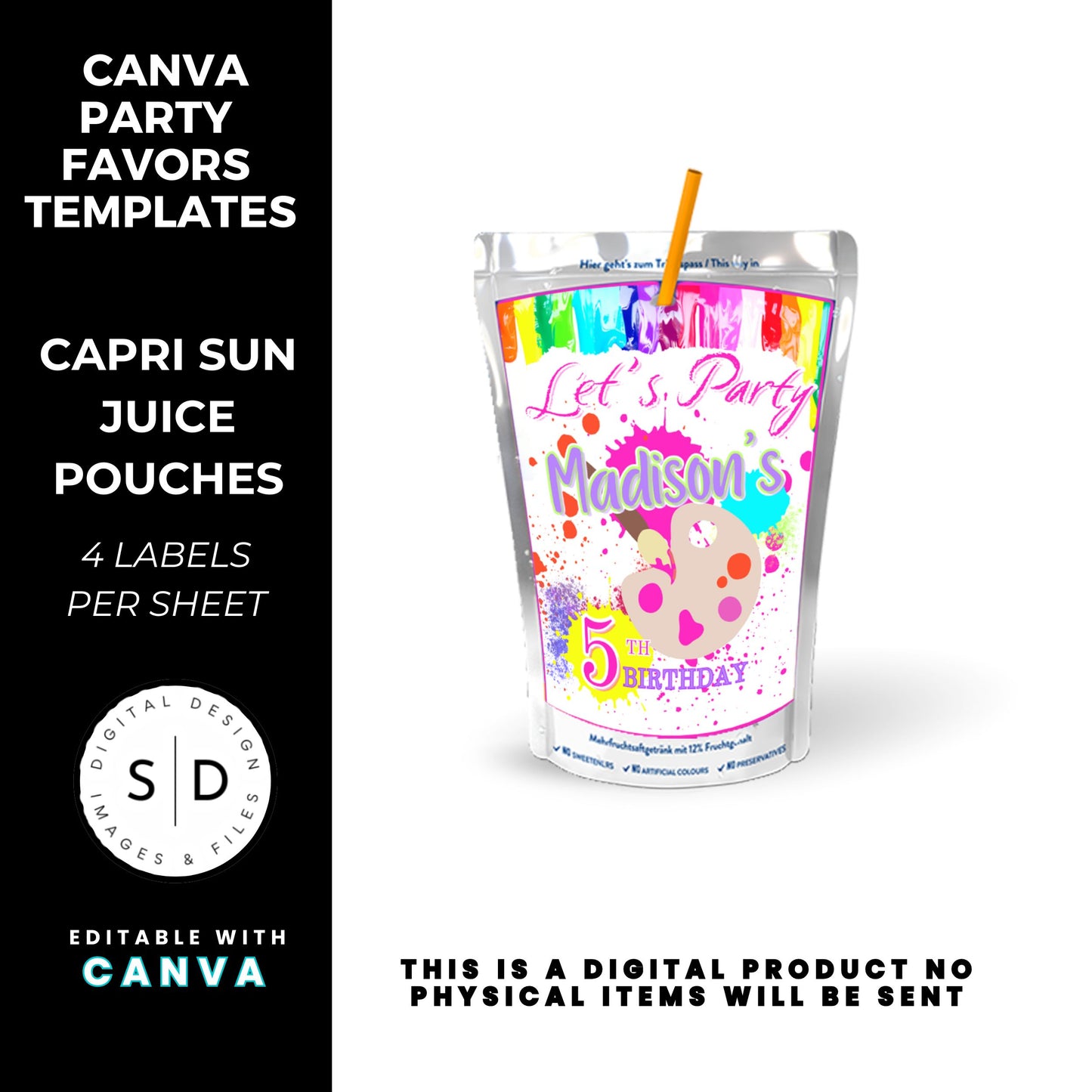 Let's Paint Birthday Party Favor Templates