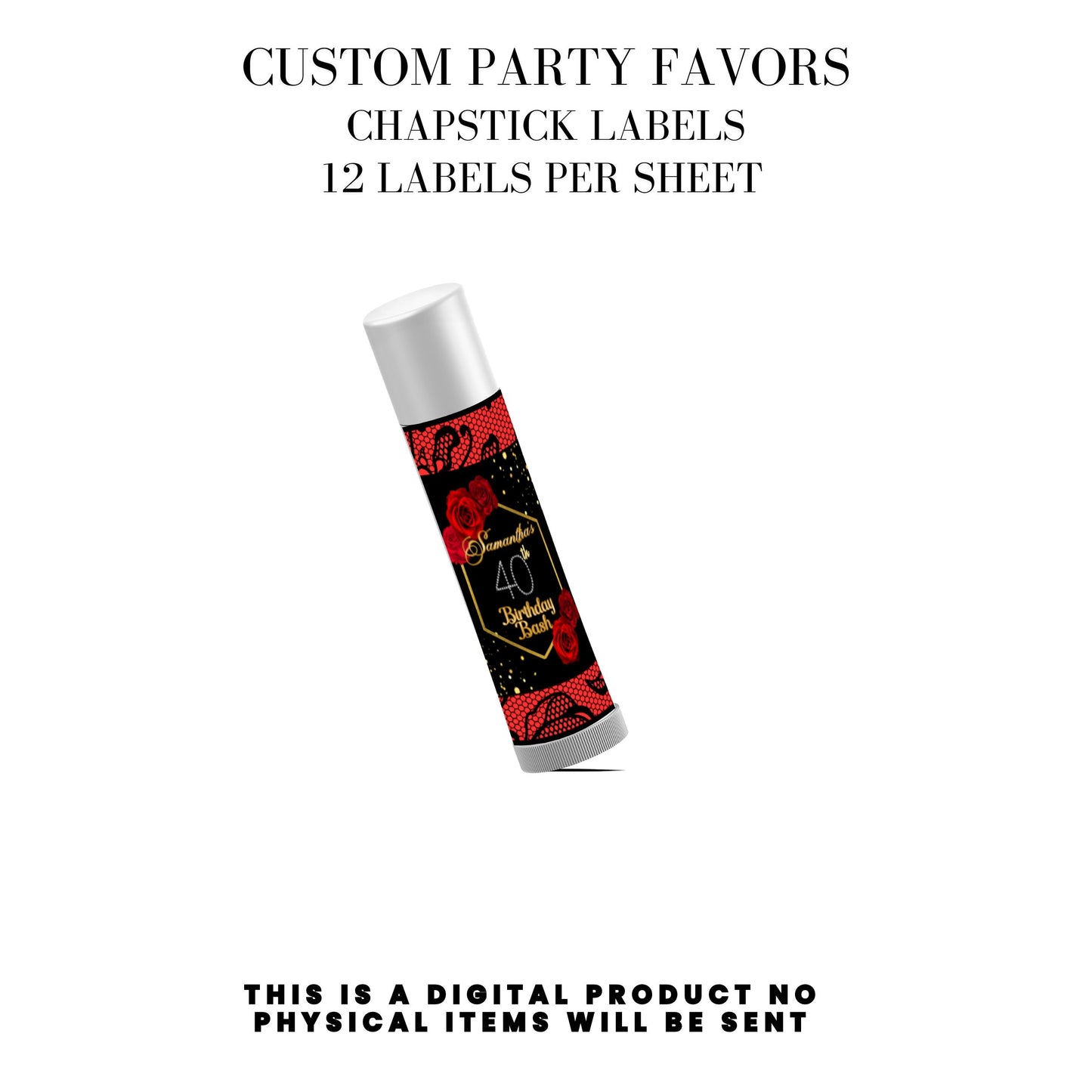 Red Roses & Black Lace Party Favors DFY