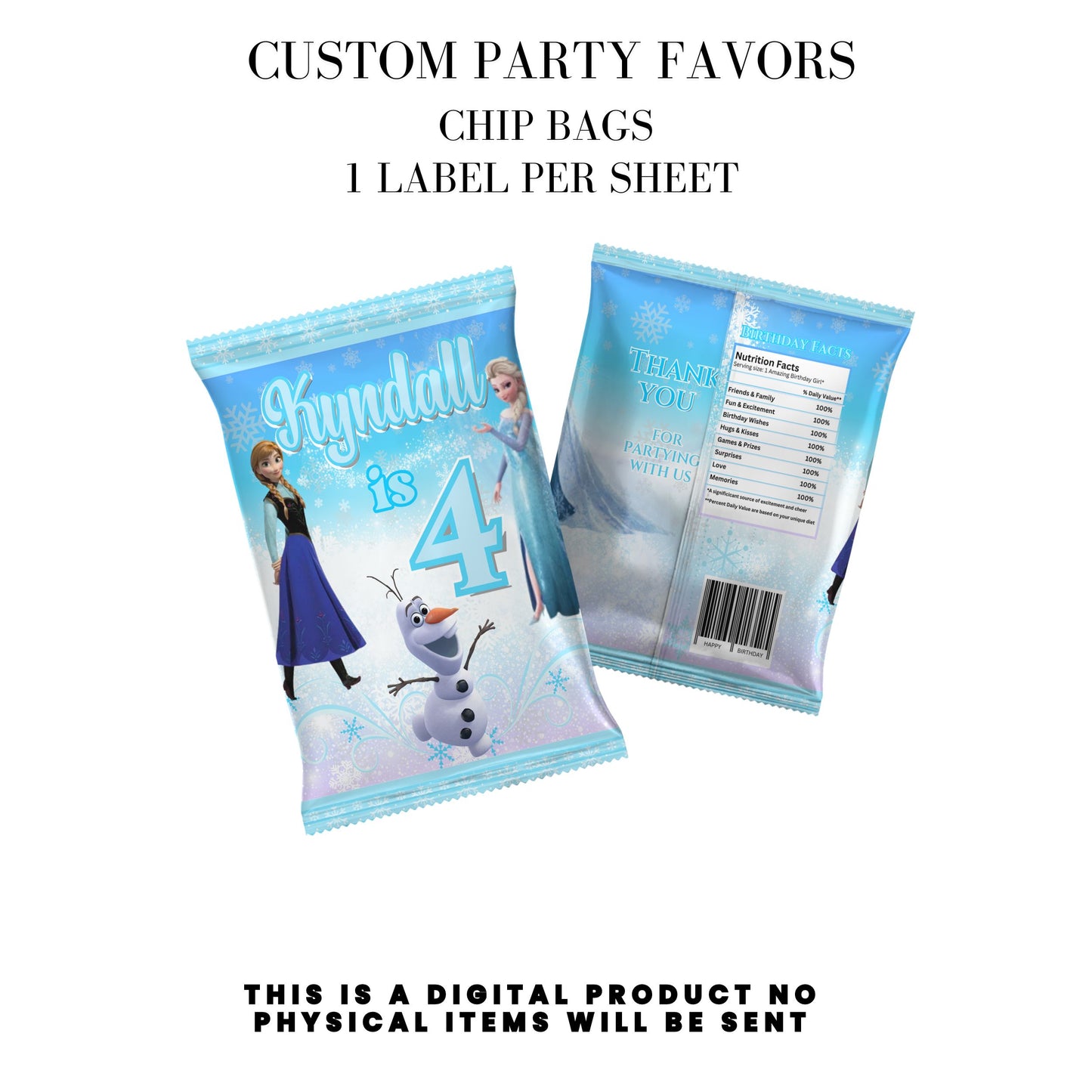 Frozen Birthday Party Favors DFY