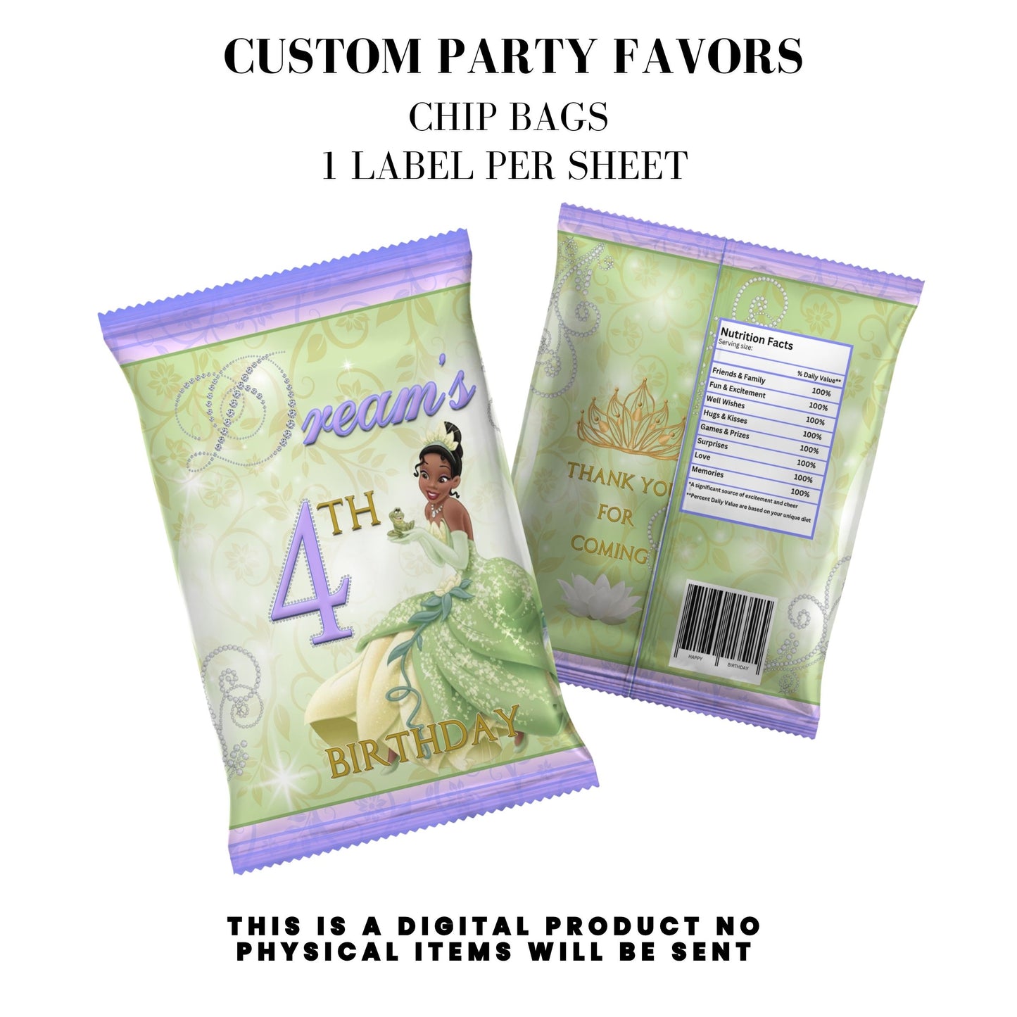 Princess Tiana Printable Favor Designs DFY
