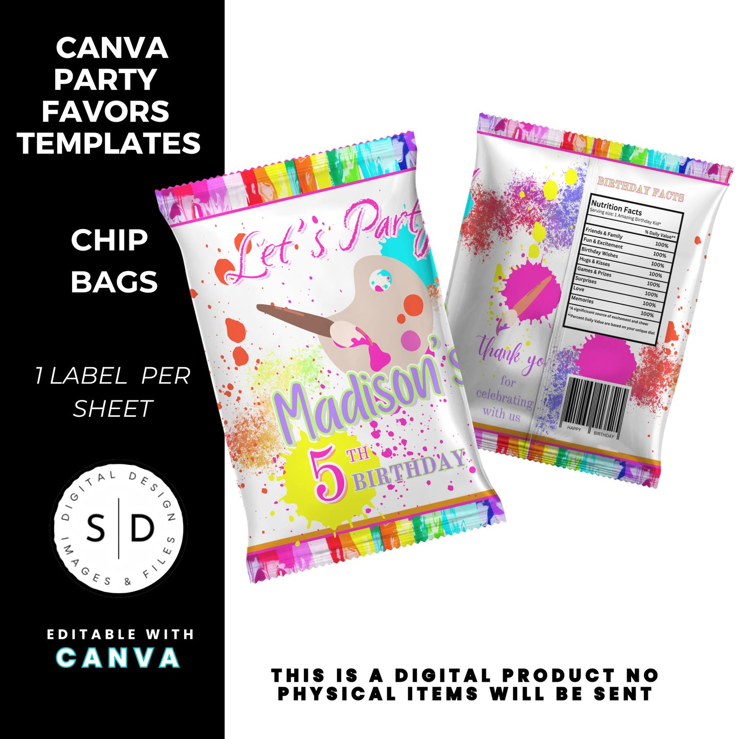 Let's Paint Birthday Party Favor Templates