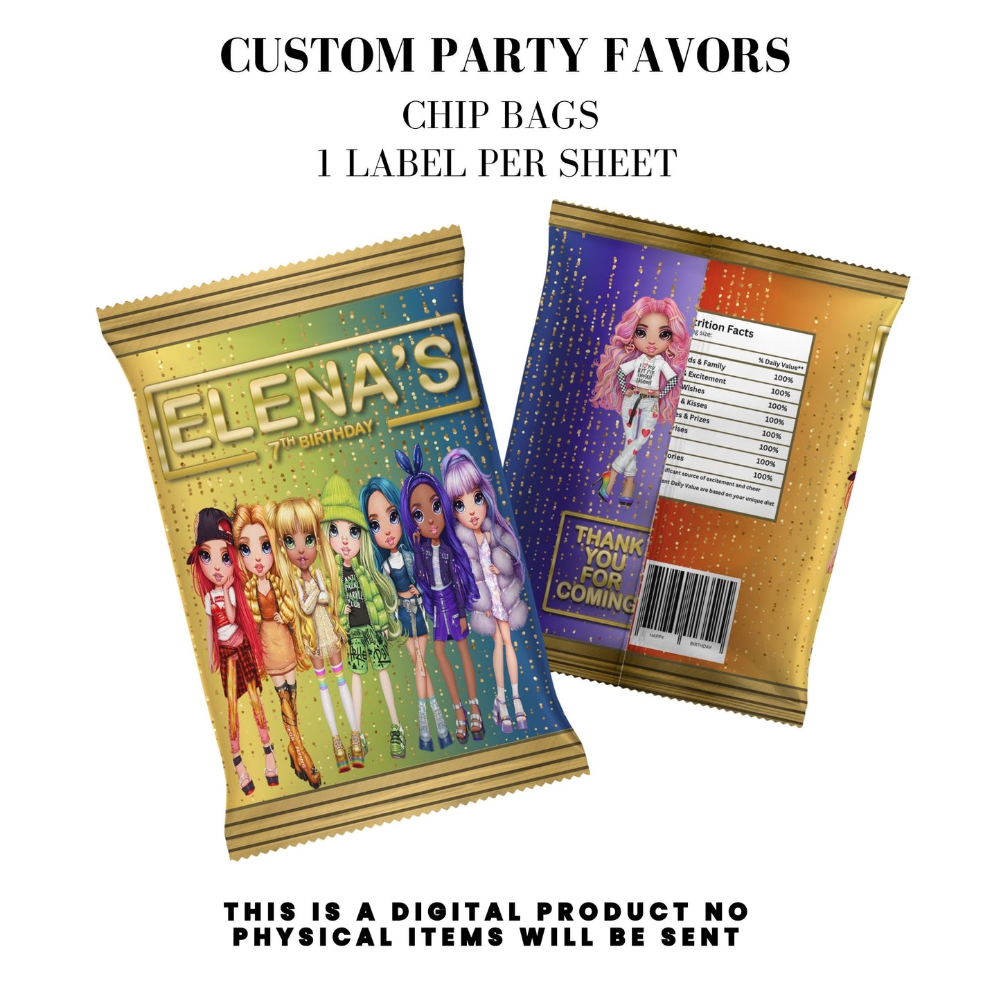 Rainbow High Birthday Party Favors DFY