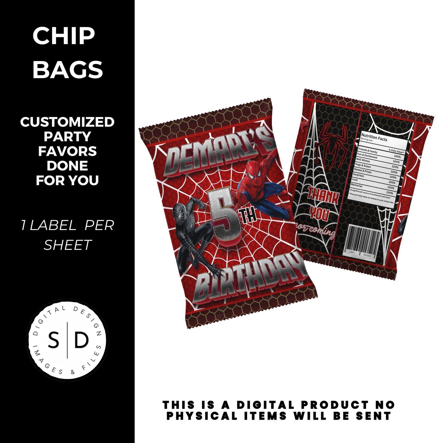 Spiderman Vs Venom Party Favors DFY