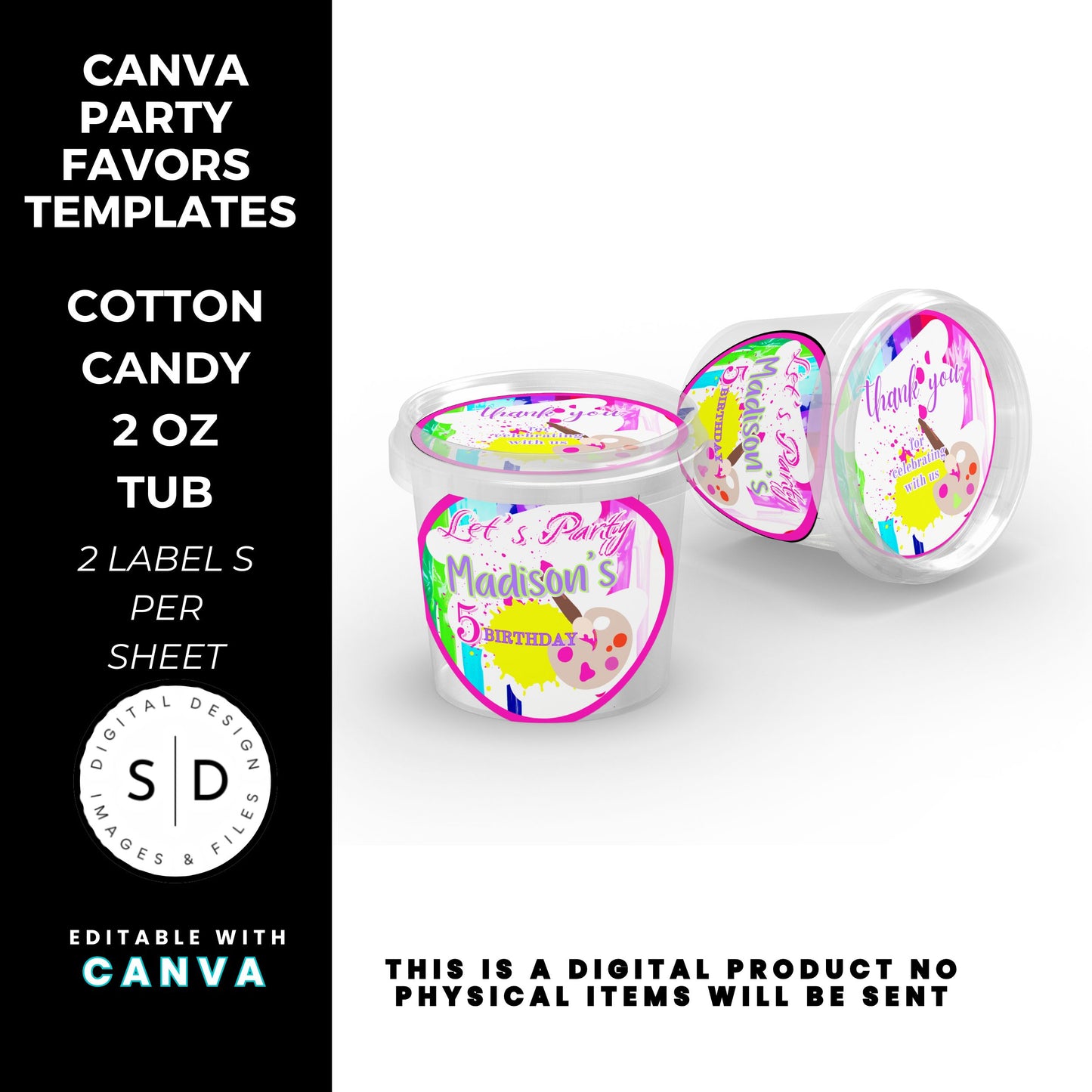 Let's Paint Birthday Party Favor Templates
