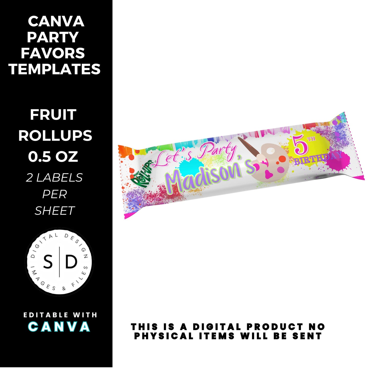 Let's Paint Birthday Party Favor Templates