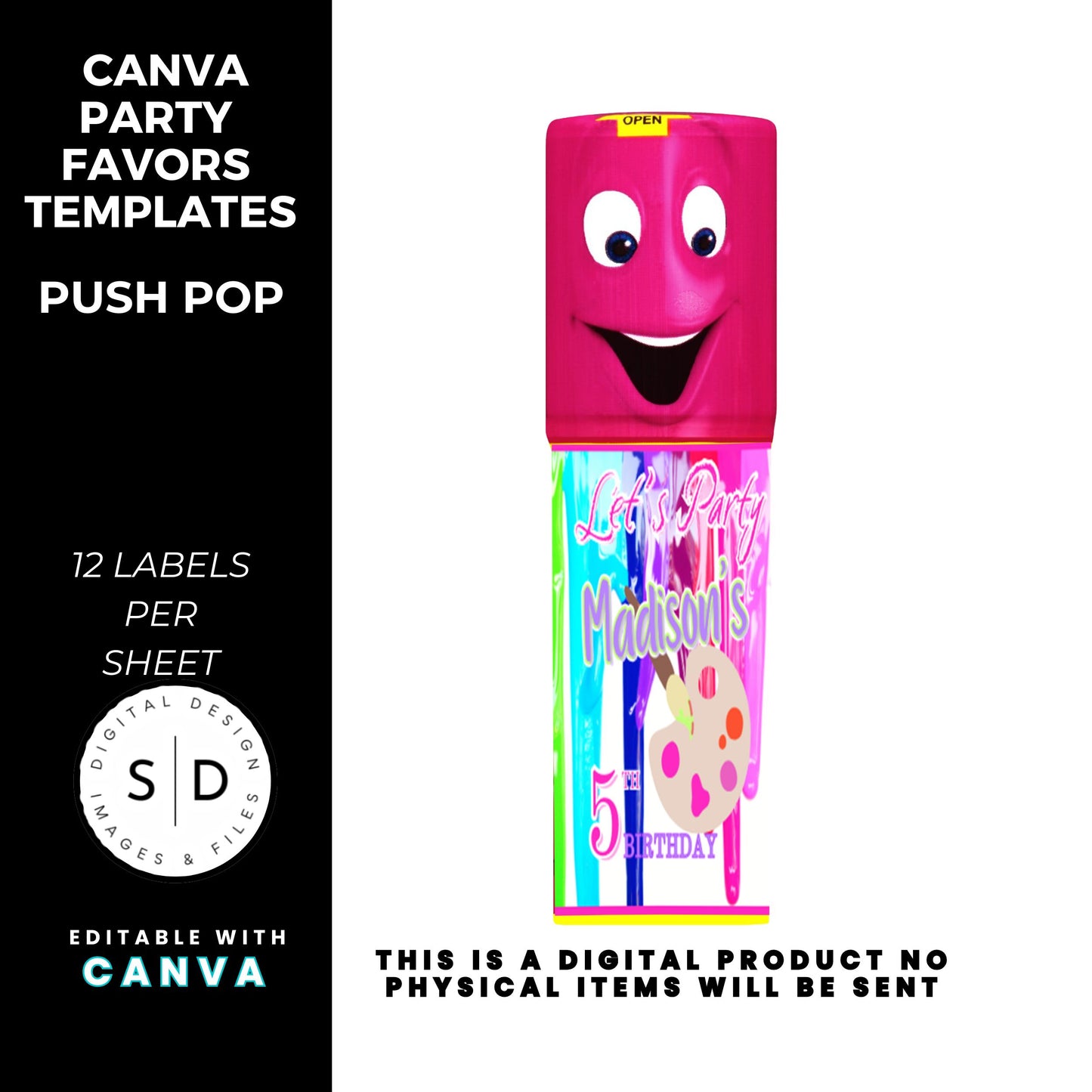 Let's Paint Birthday Party Favor Templates