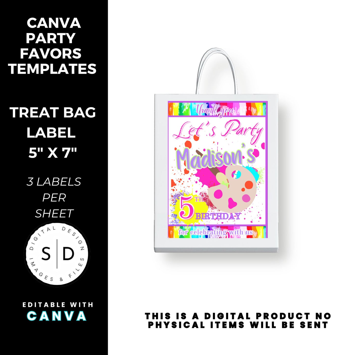 Let's Paint Birthday Party Favor Templates