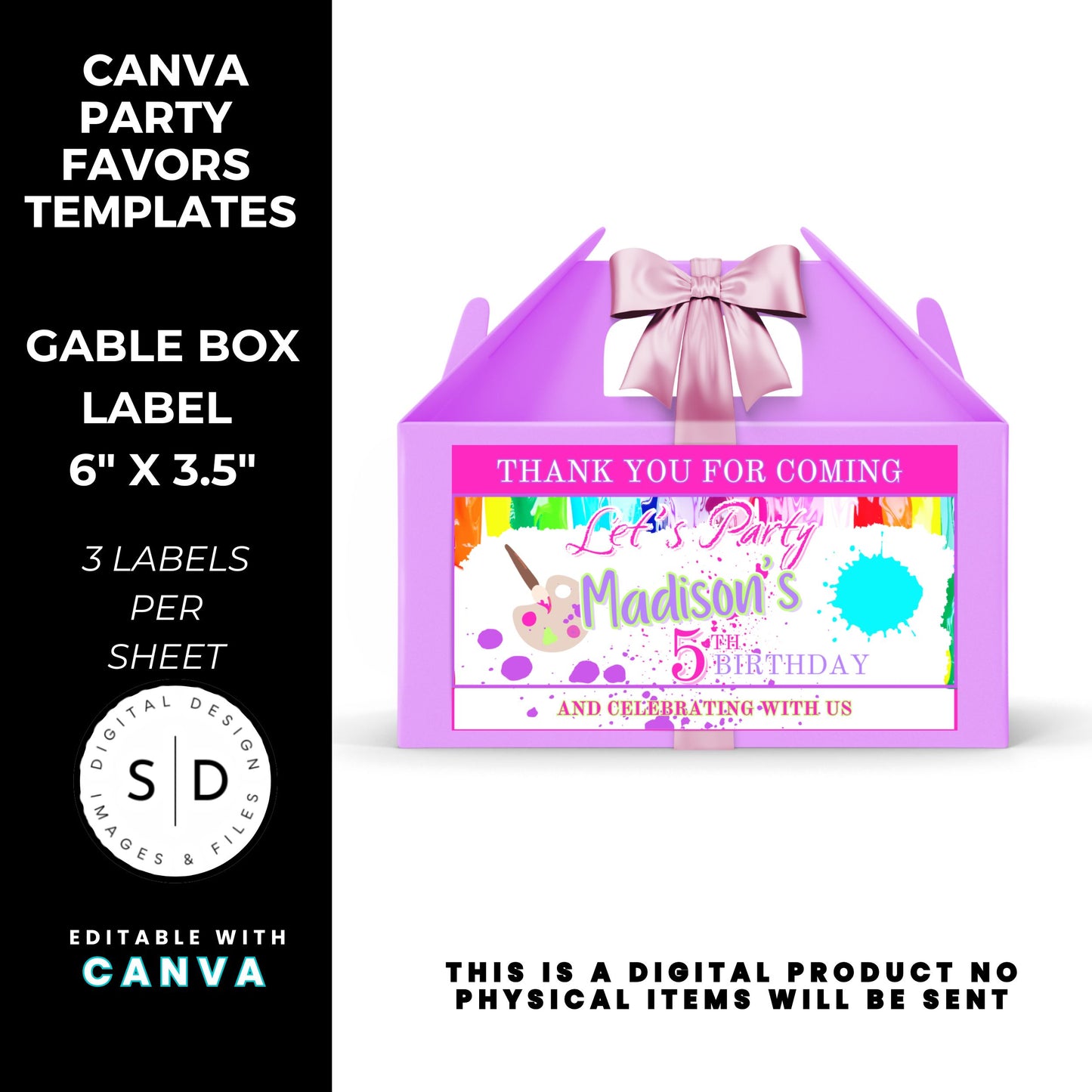 Let's Paint Birthday Party Favor Templates