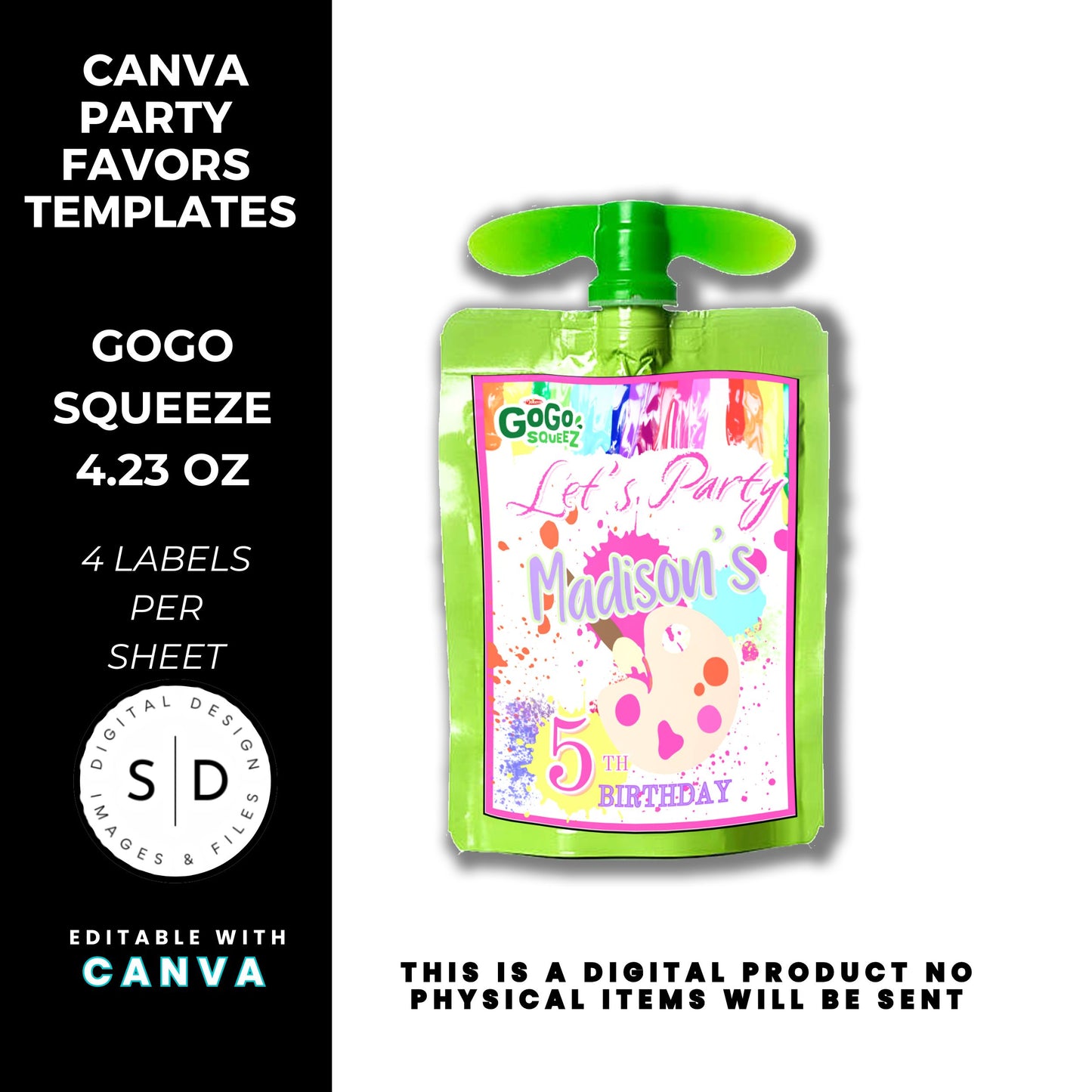 Let's Paint Birthday Party Favor Templates