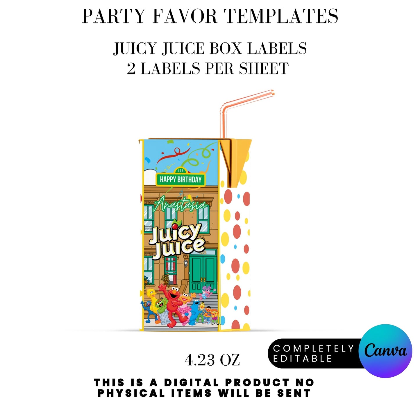Sesame Street Birthday Party Favors Templates Bundle