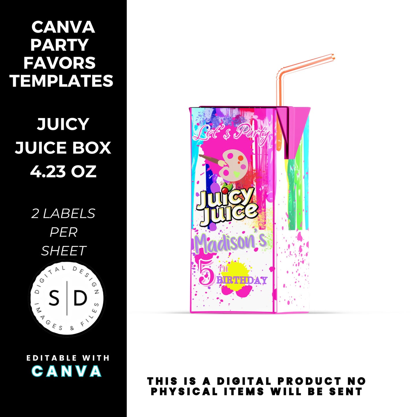 Let's Paint Birthday Party Favor Templates