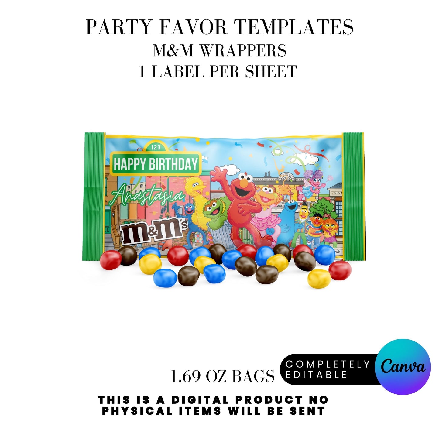 Sesame Street Birthday Party Favors Templates Bundle