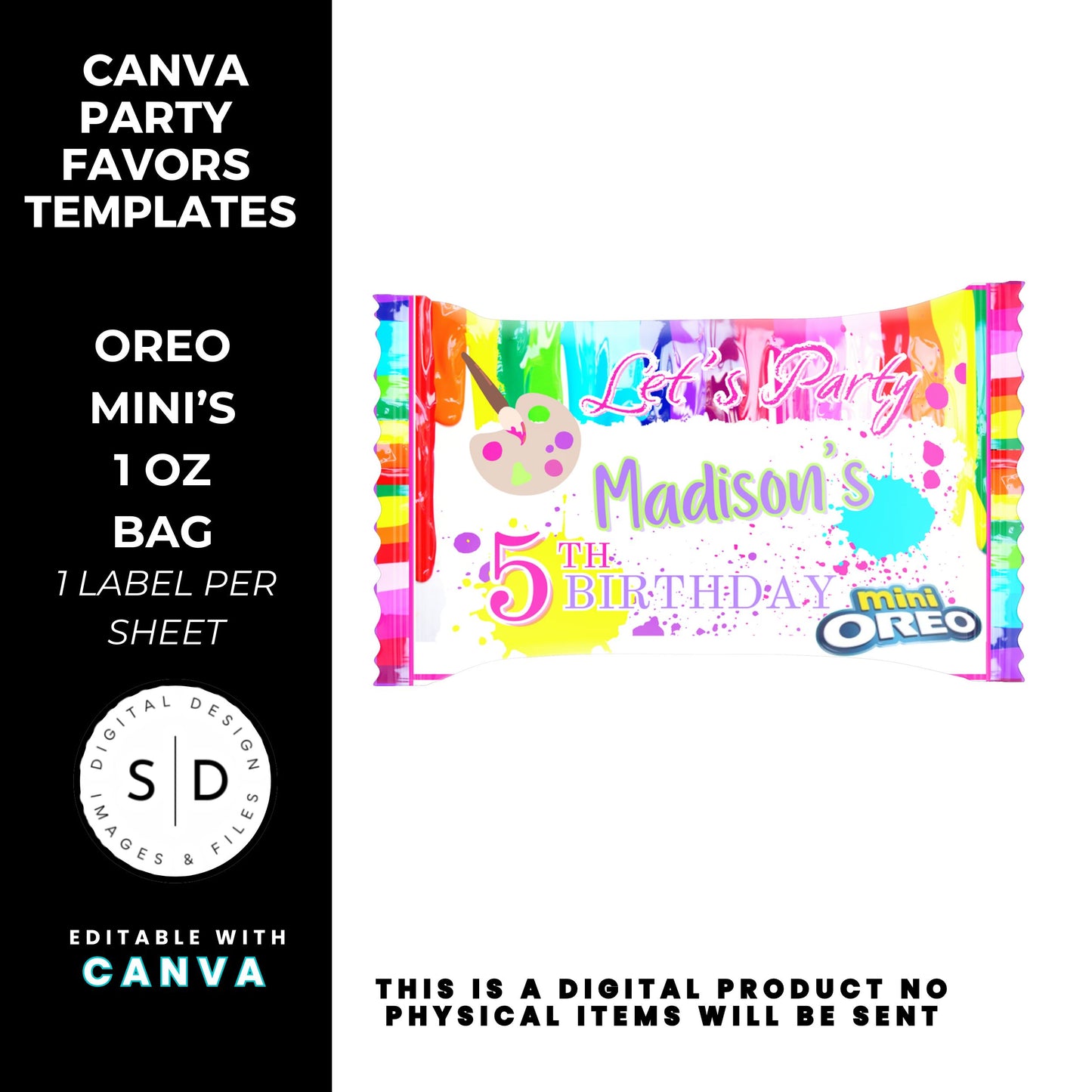 Let's Paint Birthday Party Favor Templates