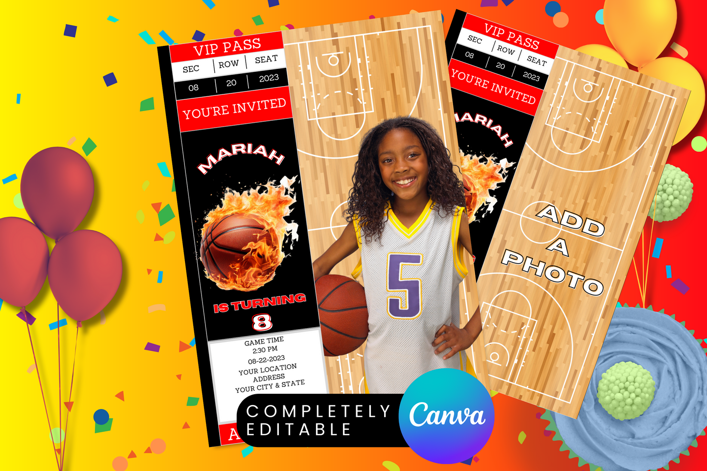 Basketball Ticket Birthday Party Invitation