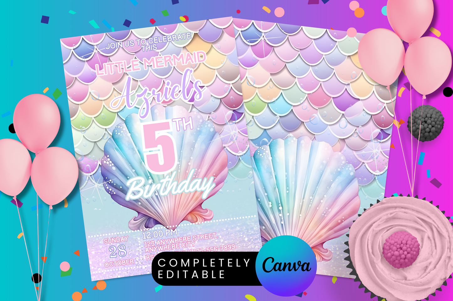 Mermaid Scales Birthday Party Invitation