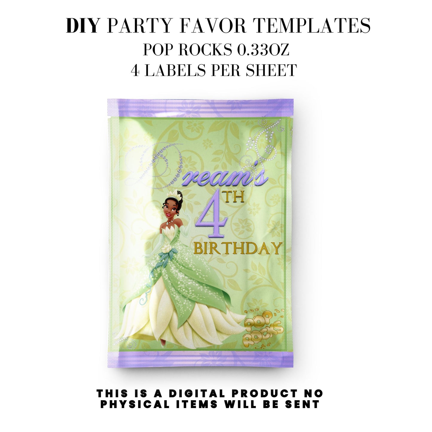 Princess Tiana Printable Favor Designs DFY