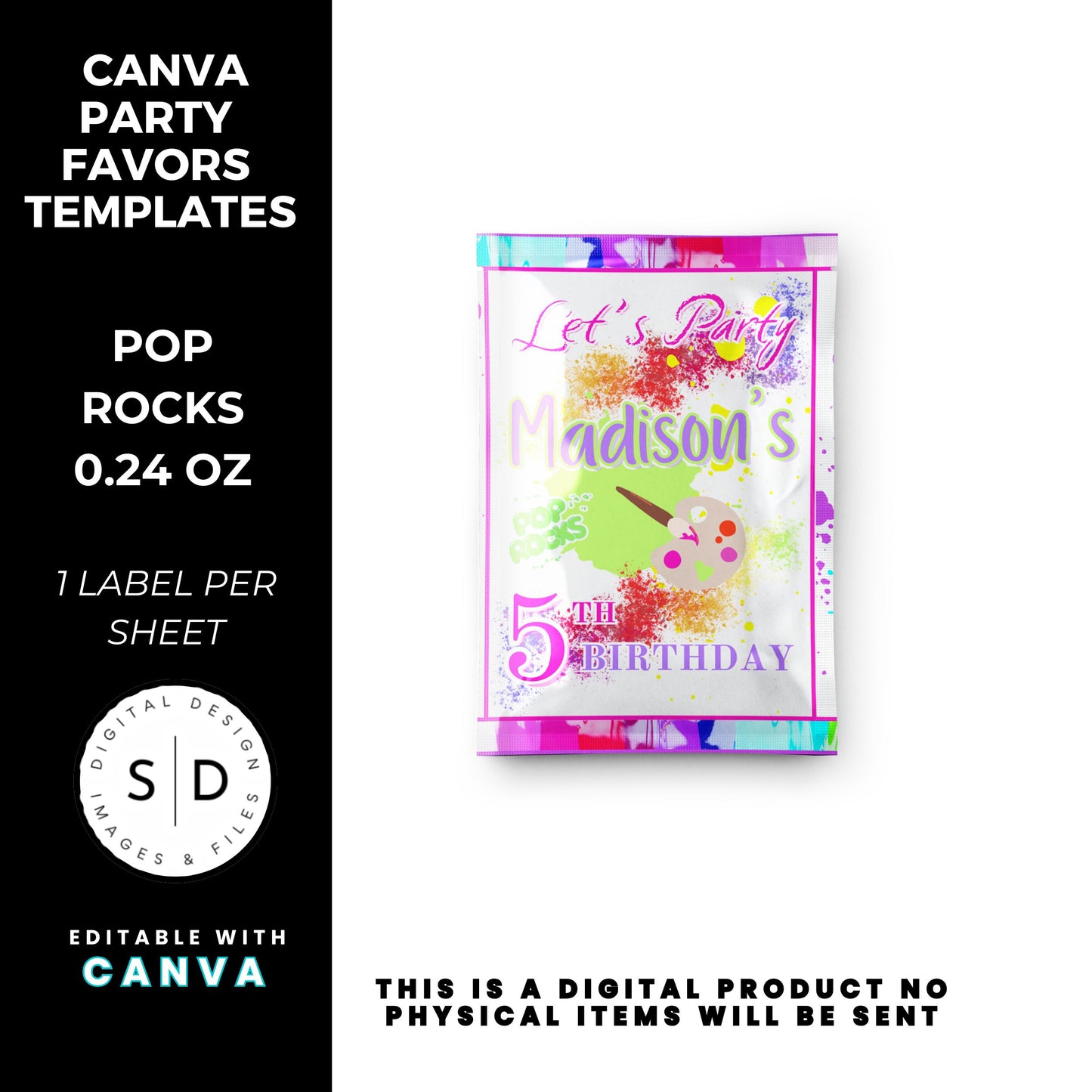 Let's Paint Birthday Party Favor Templates
