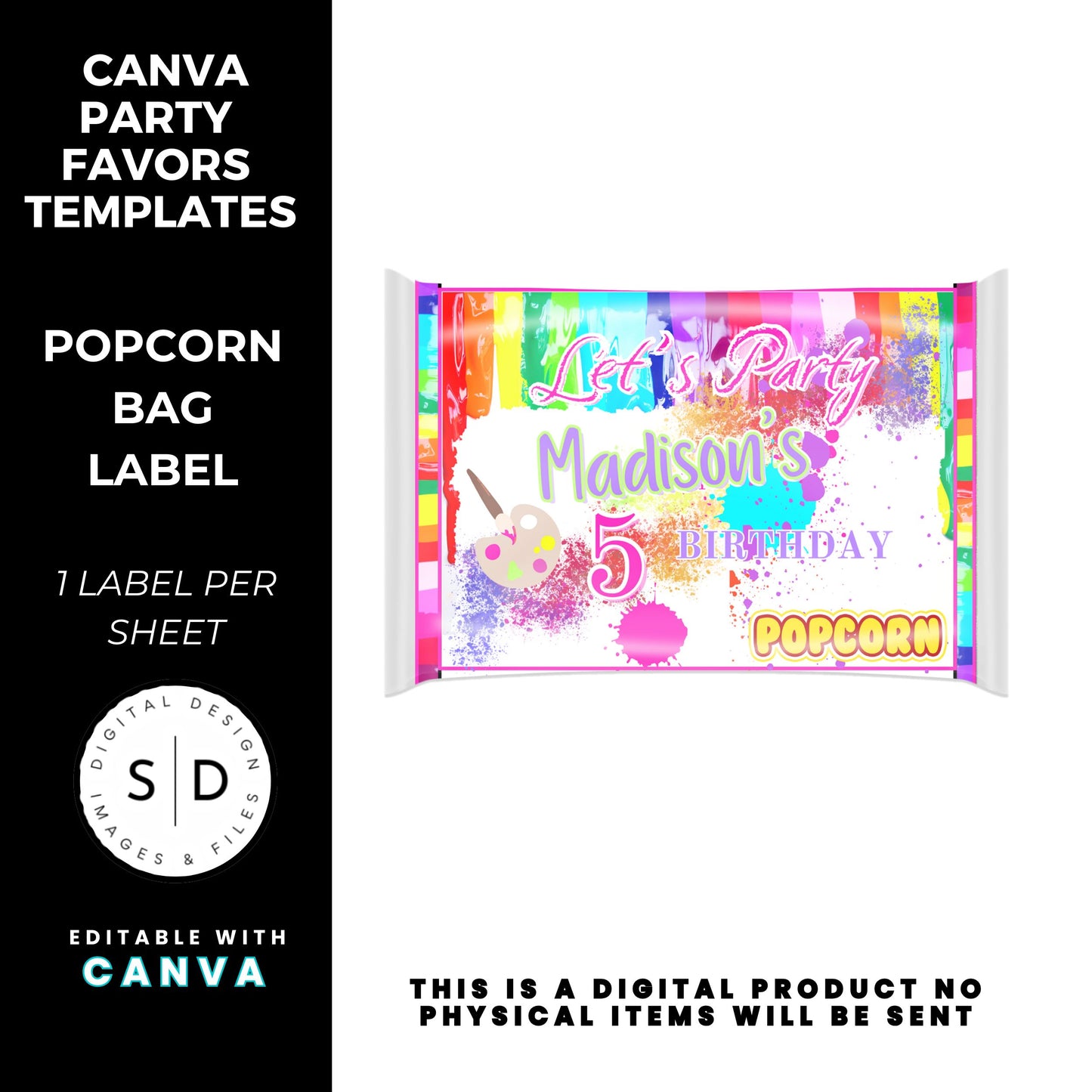 Let's Paint Birthday Party Favor Templates