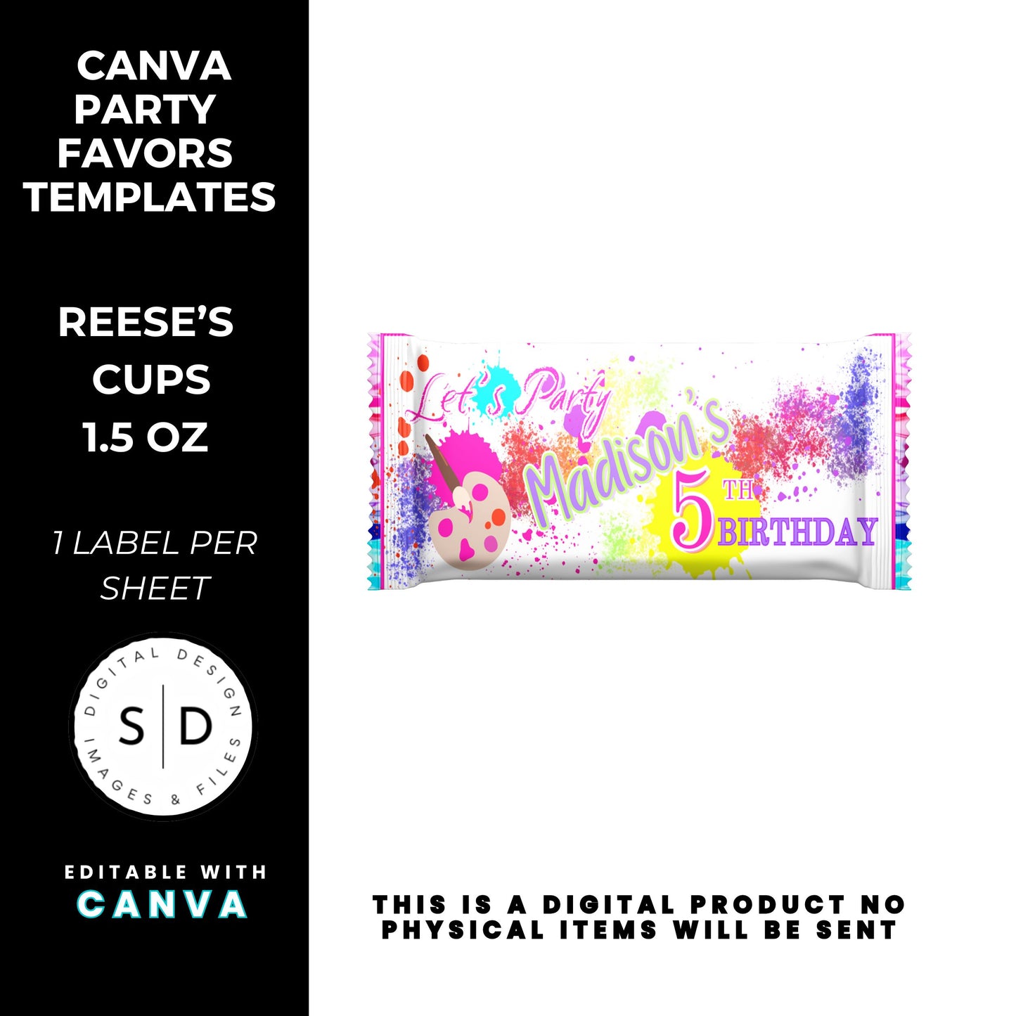 Let's Paint Birthday Party Favor Templates