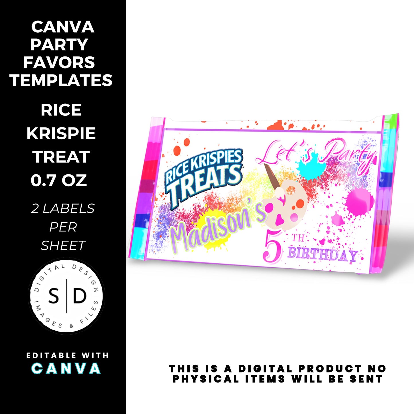 Let's Paint Birthday Party Favor Templates
