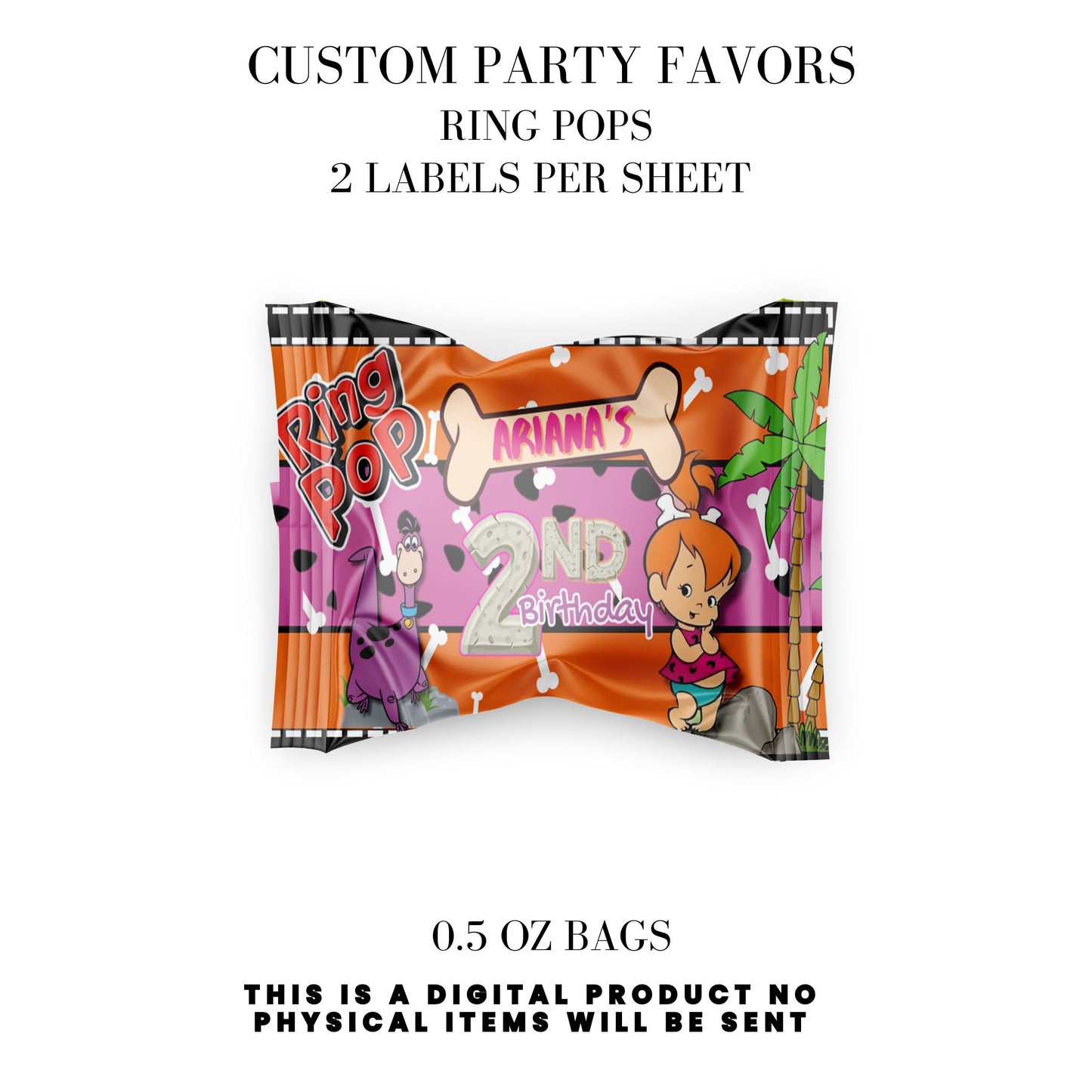 Pebbles & Dino Stone Age Birthday Party Favors DFY