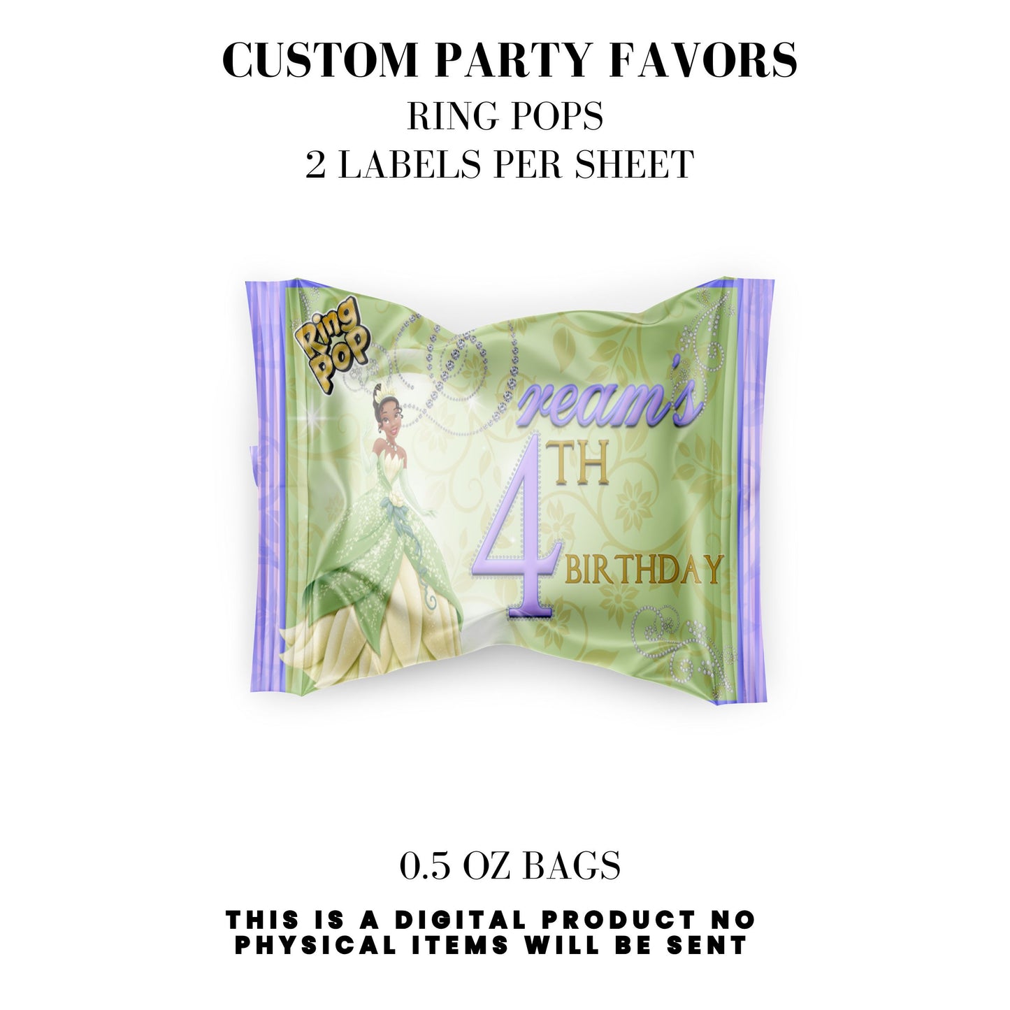 Princess Tiana Printable Favor Designs DFY